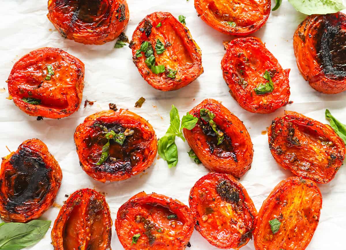 Freshly roasted tomatoes in a delicious sauce