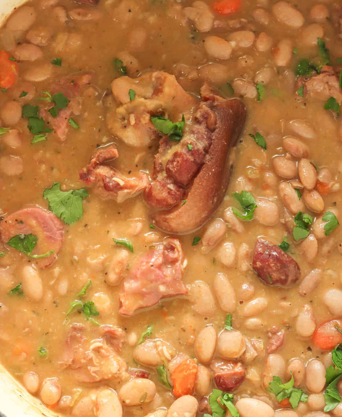 Insanely delicious ham hocks and beans