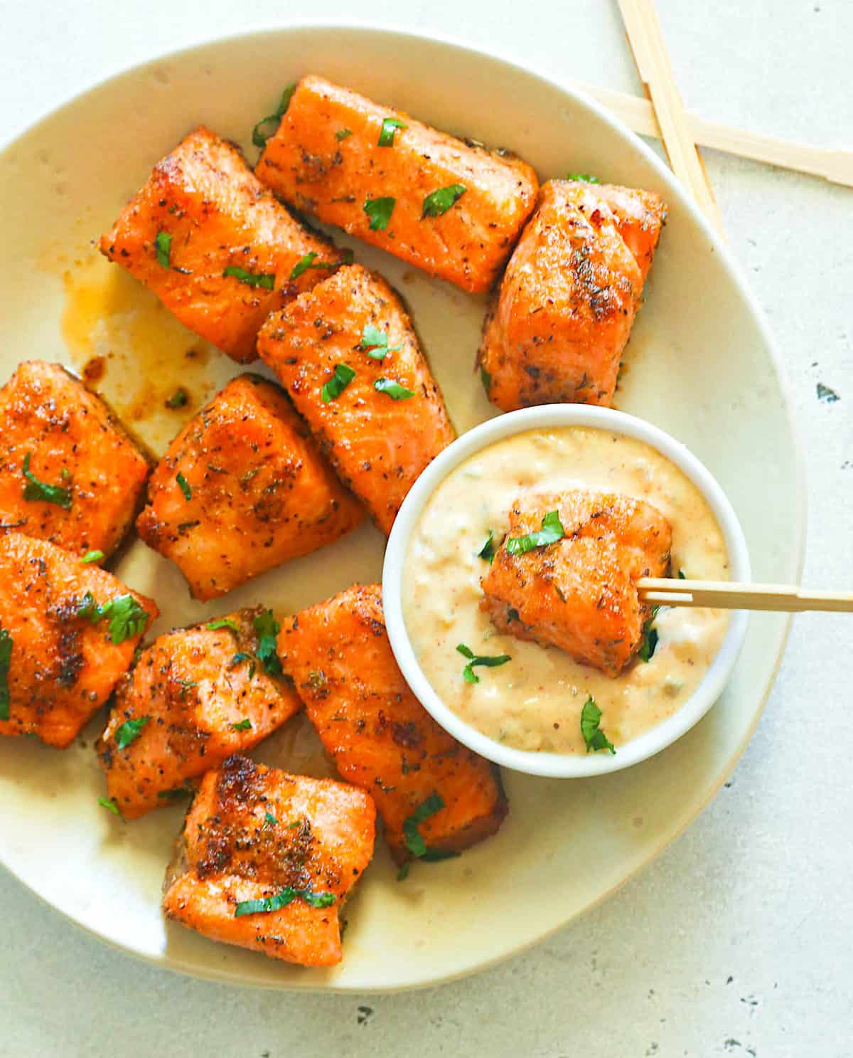 Crazy delicious salmon bites with homemade tartar sauce