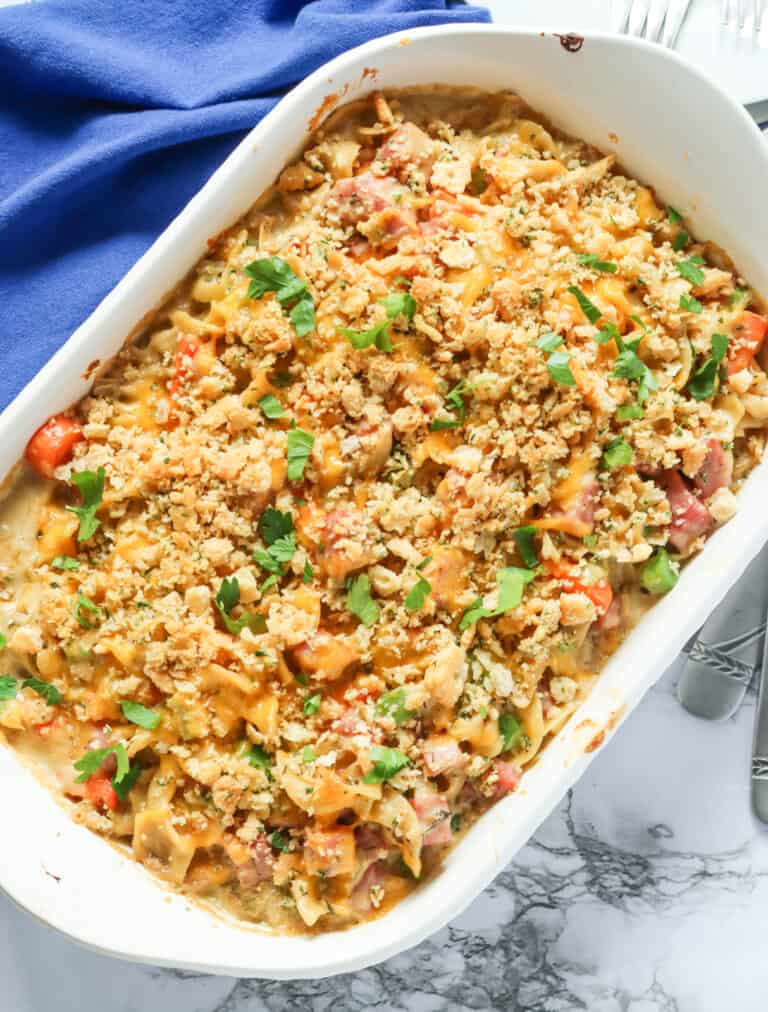 Fresh from the oven soul food ham casserole perfect for Mother's Day brunch