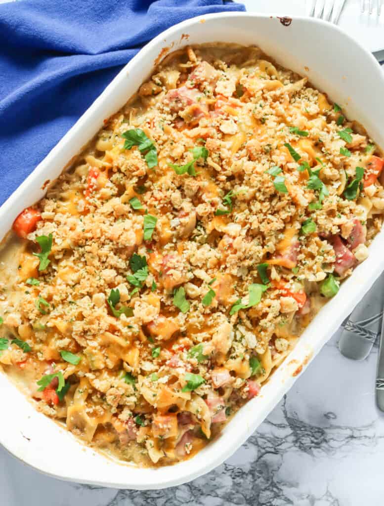 Fresh from the oven soul food ham casserole perfect for Mother's Day brunch