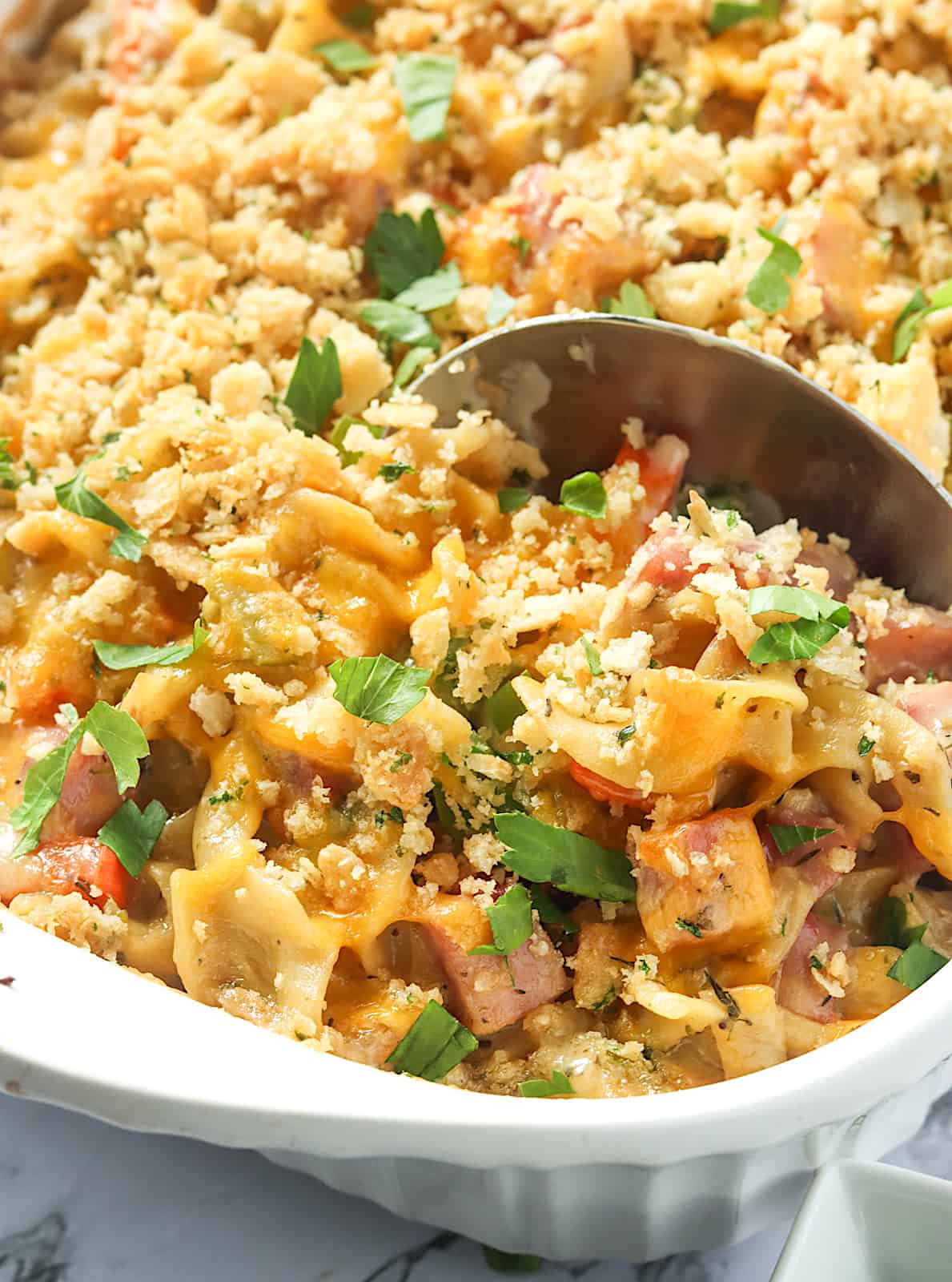 Serving up a insanely delicious ham casserole