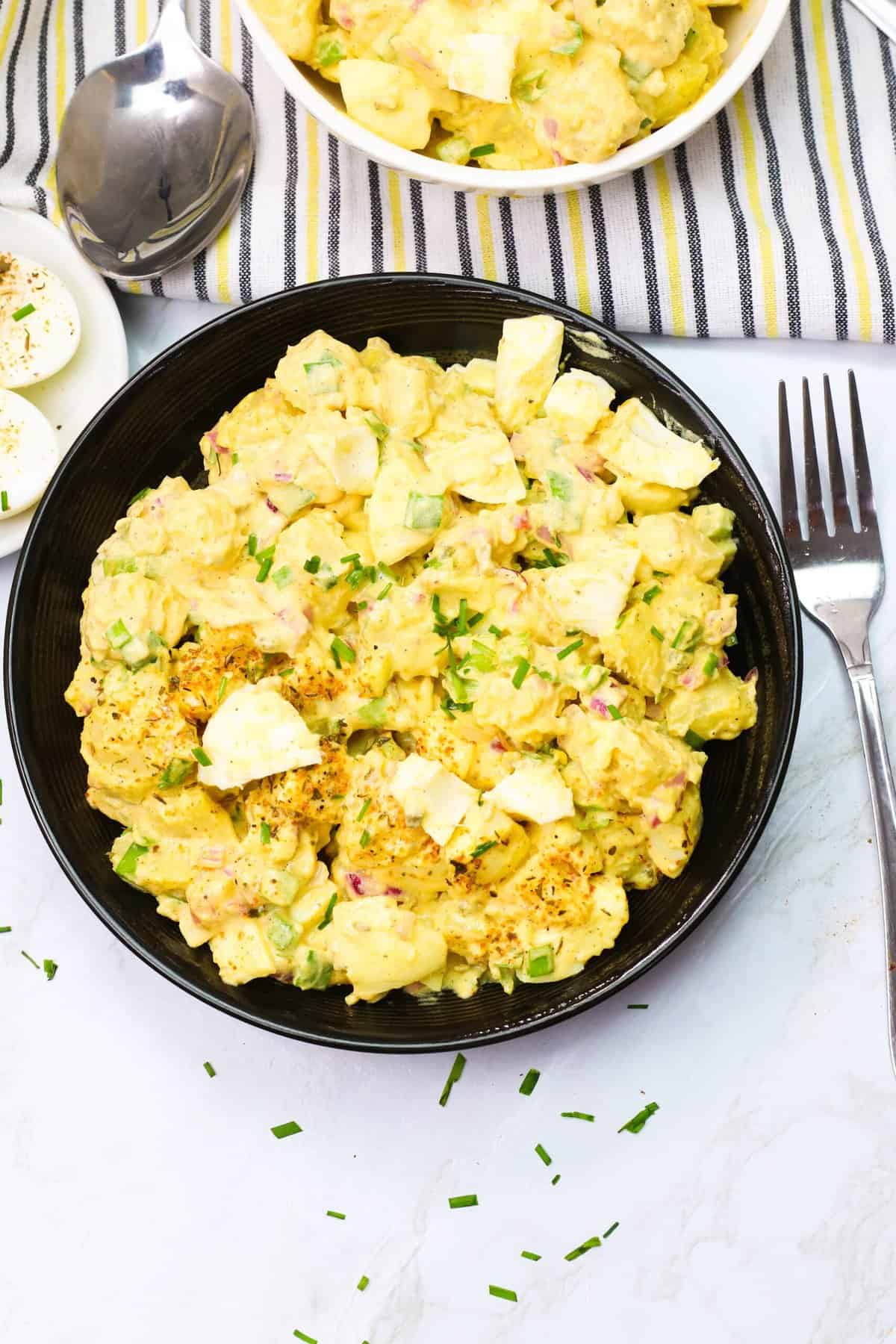 Deviled egg potato salad perfect for the family cookout