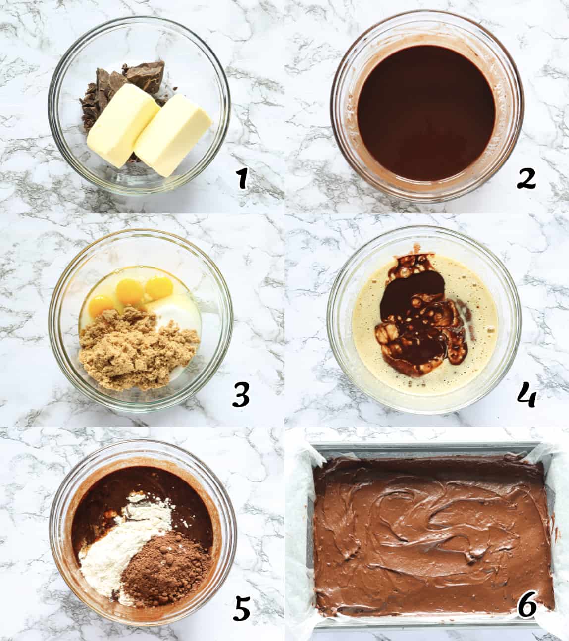 Melt the chocolate, beat eggs and sugar, mix it all together, and bake
