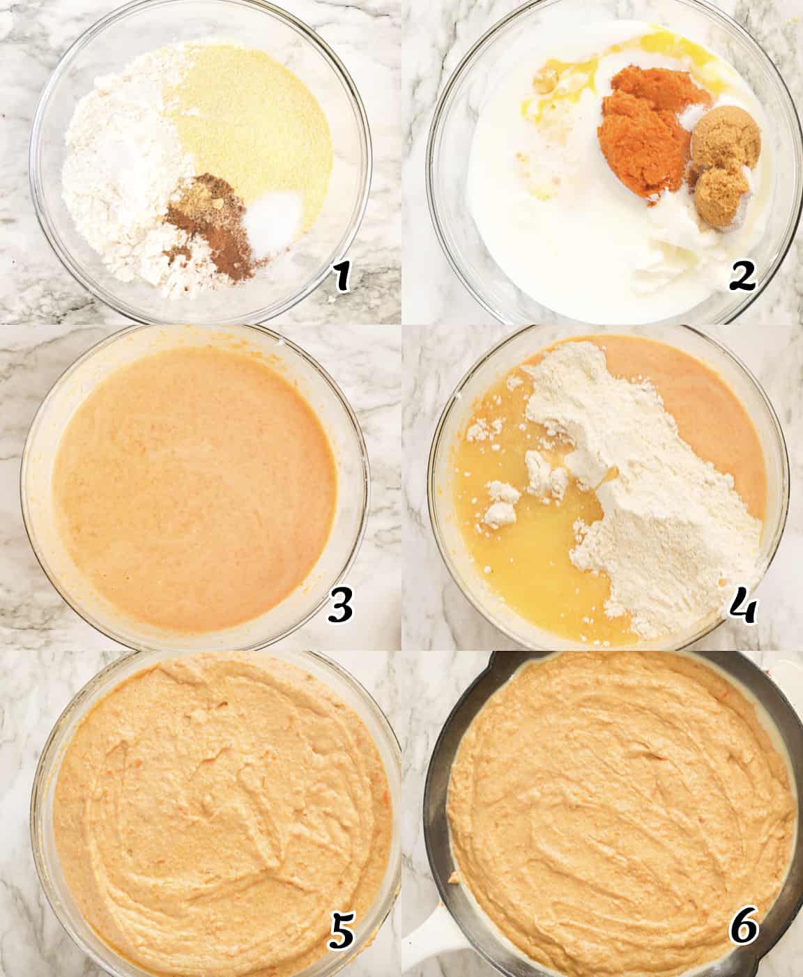 Mix dry ingredients, add wet ingredients, mix and bake