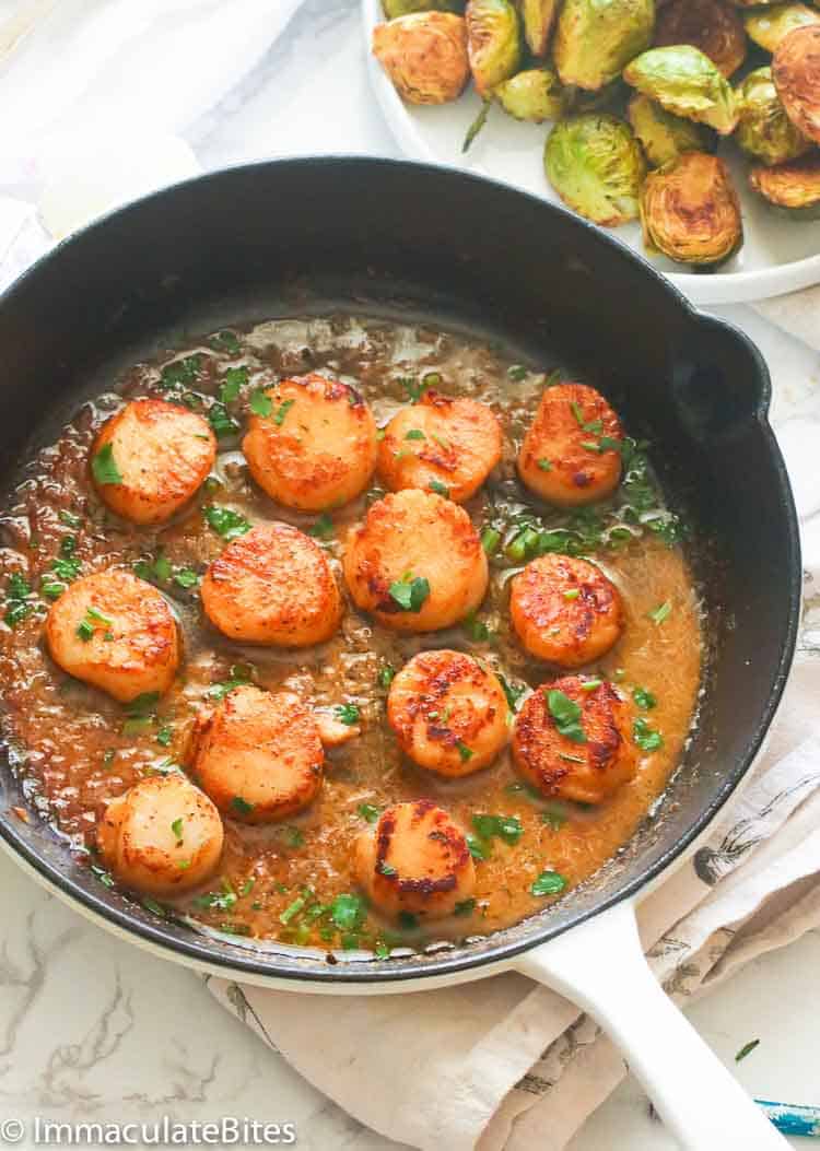 Fresh off the stove pan-seared scallops for an economically tasty date night