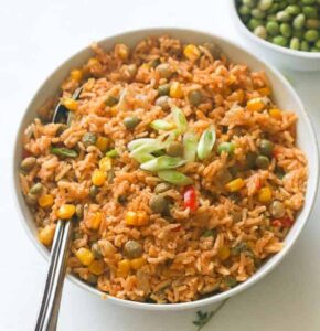 Jamaican pigeon peas and rice with extra peas for Caribbean comfort food