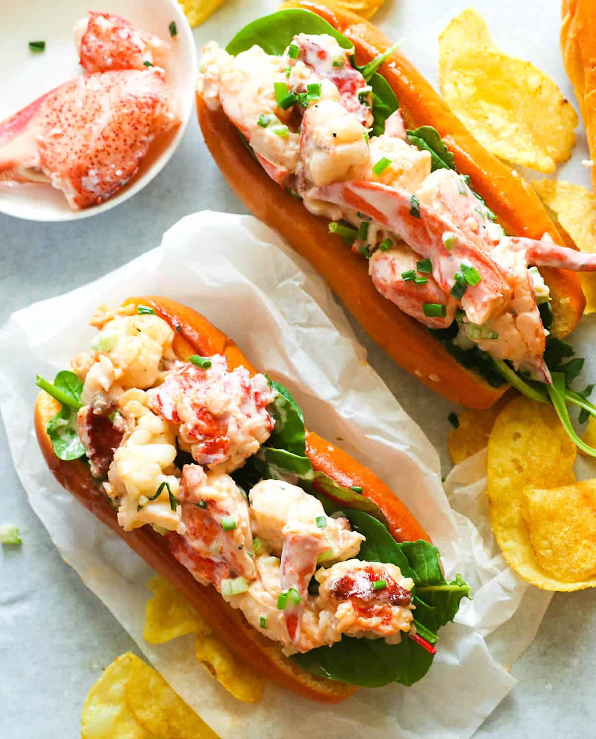 Enjoying classic comfort food in this lobster roll recipe