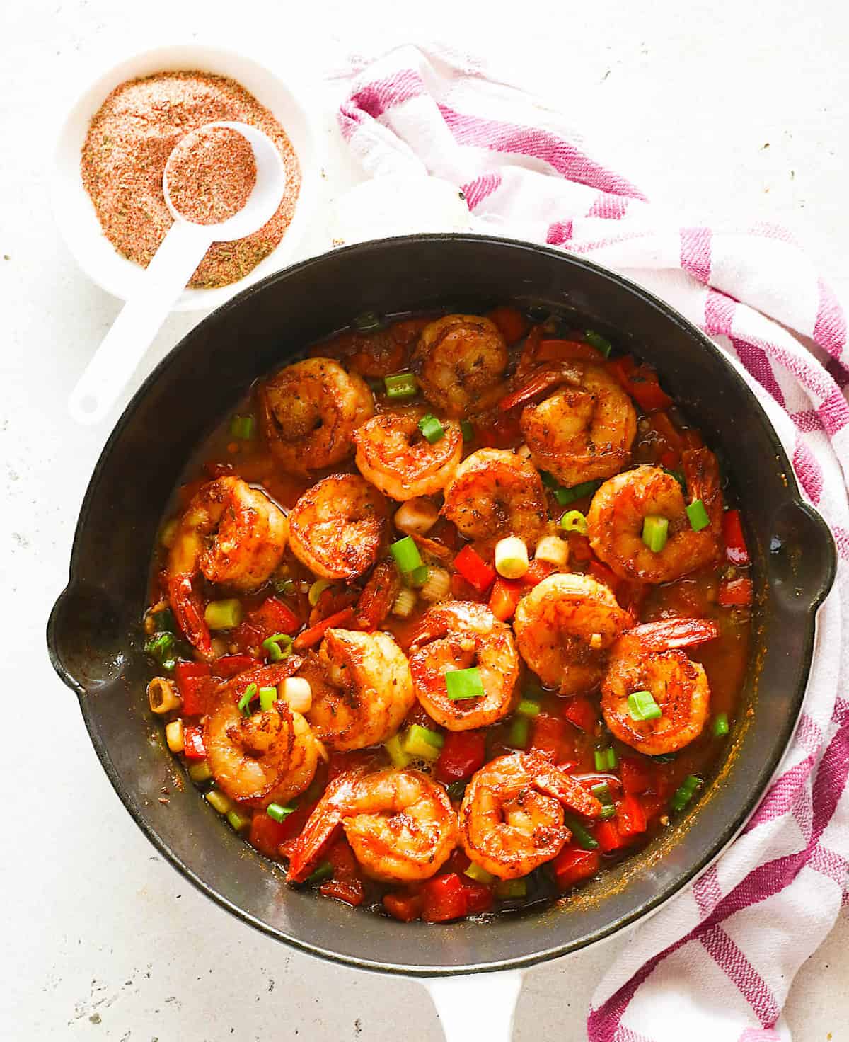 Cajun shrimp hot off the stove and smothered in a ridiculously delicious sauce