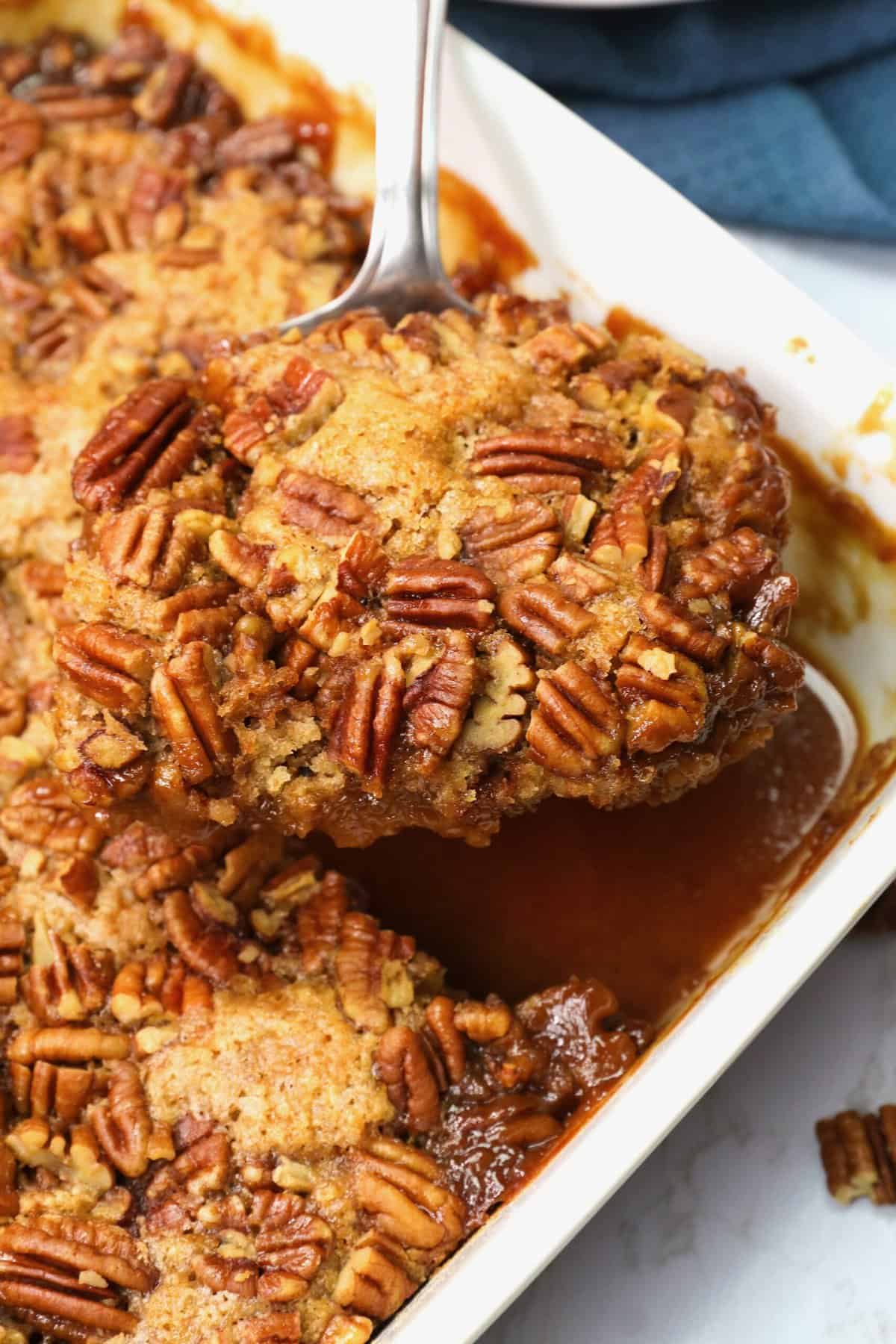 Diving into a decadent pecan pie cobbler