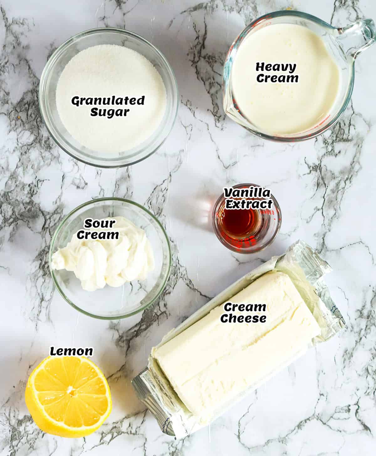 What you need to make the filling for no-bake cheesecake bites