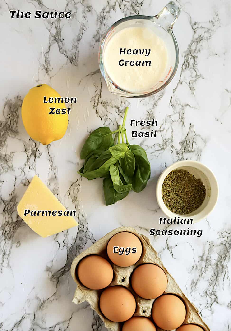 What you need to make chicken carbonara sauce.