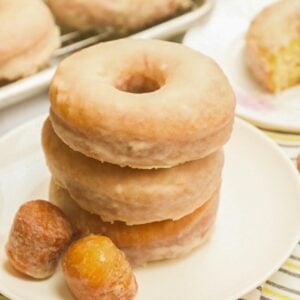 A stack of decadent glazed donuts ready to indulge