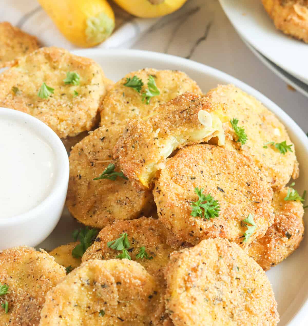 Mouthwatering Fried Squash with with your favorite sauce