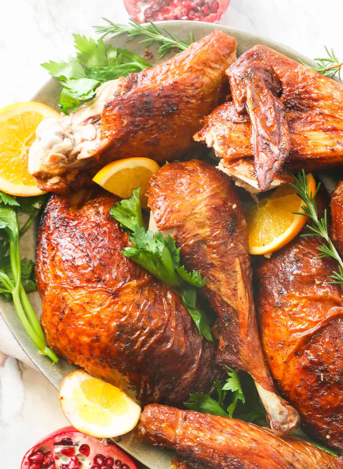 Deep fried turkey seasoned with turkey injector marinade for extra flavor.