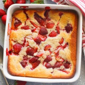 Amazing strawberry cobbler fresh from the oven ready to enjoy