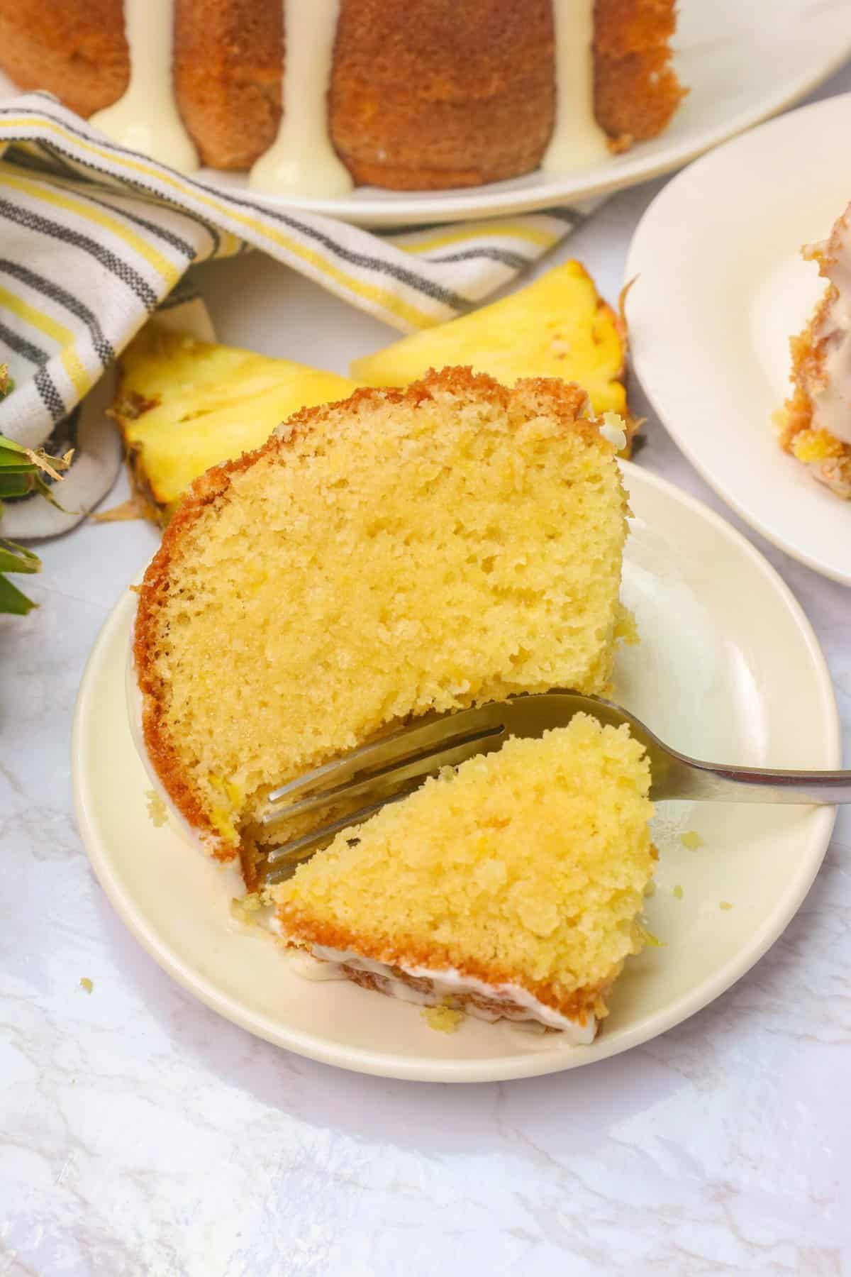 Enjoying a comforting slice of pineapple pound cake