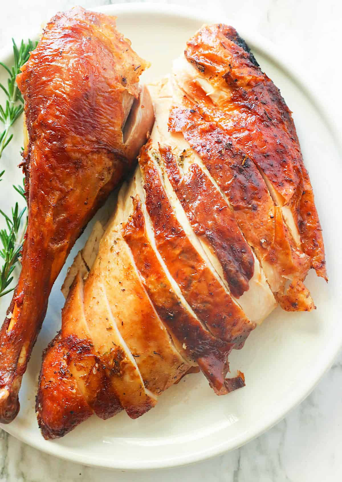 Deep fried turkey leg and breast are equally tender and moist