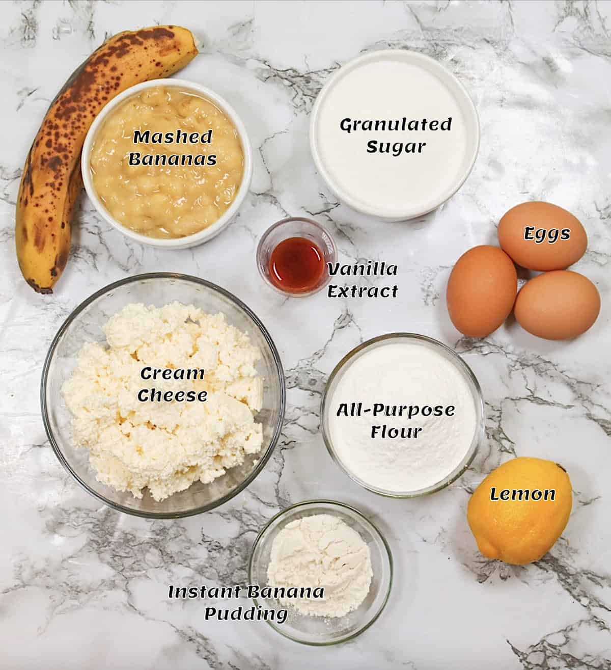 Recipe ingredients for banana pudding cheesecake