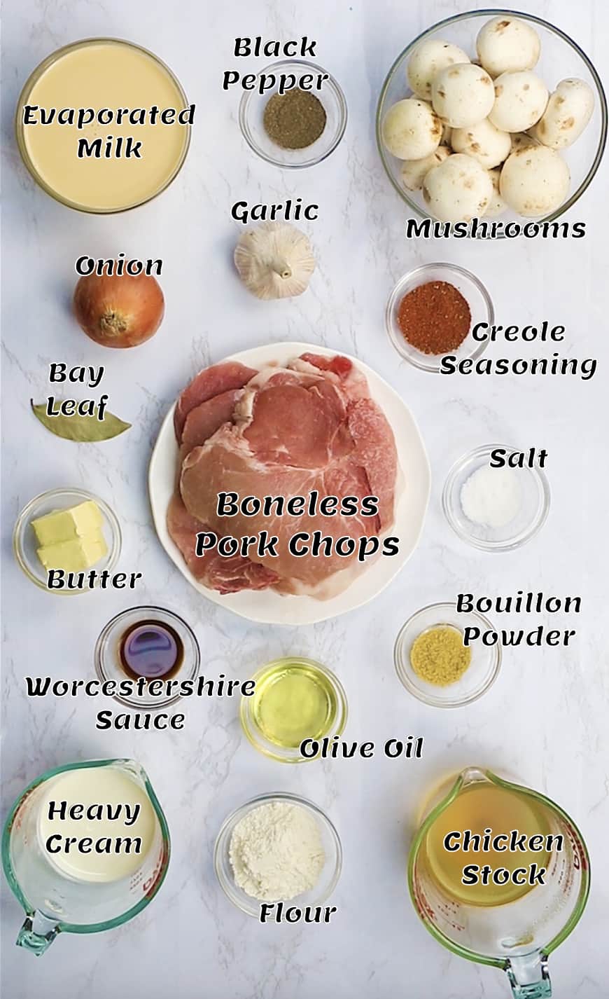 Recipe Ingredients for cream of mushroom pork chops