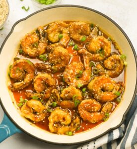 Firecracker shrimp hot of the stove and ready to enjoy