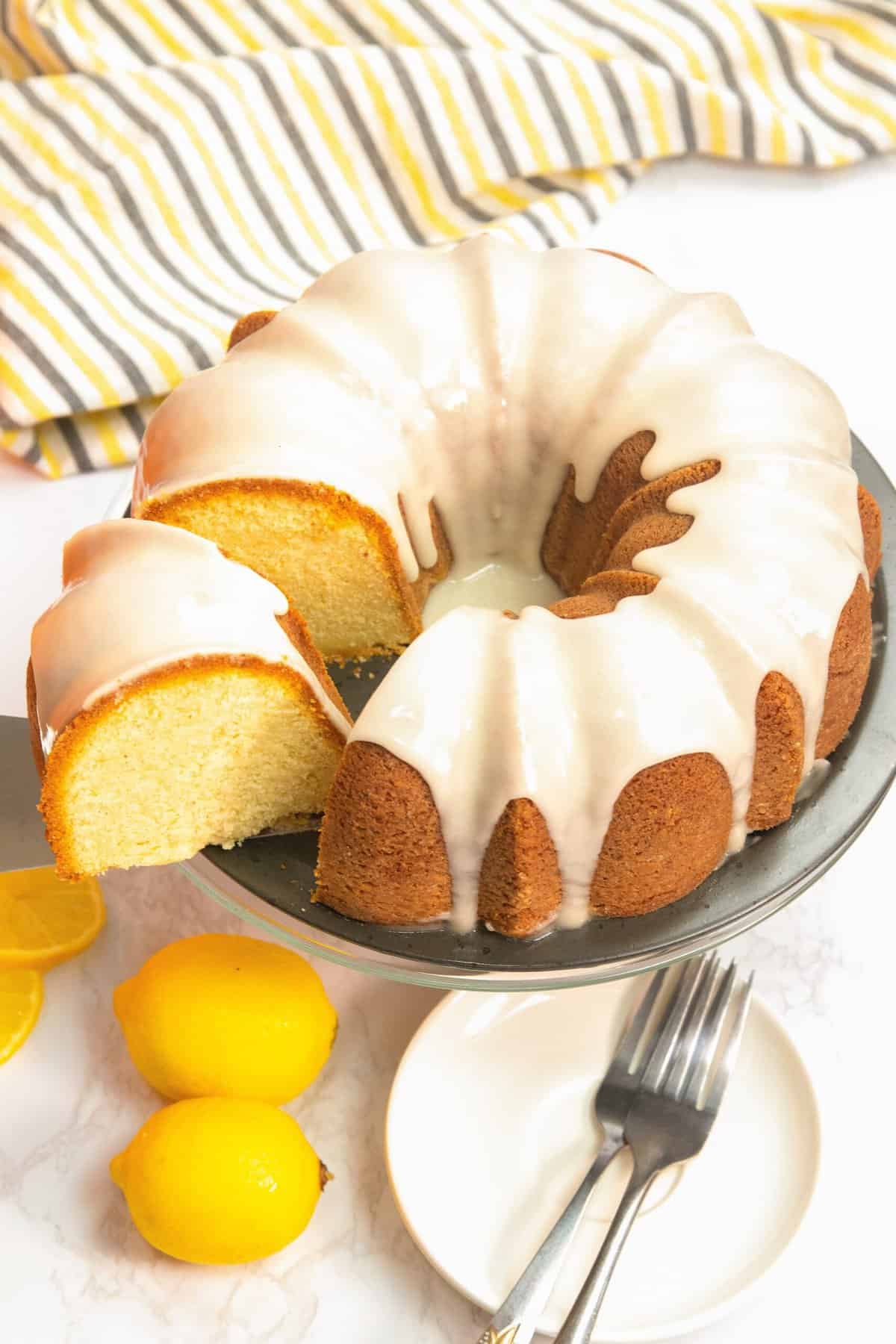 Serving up a slice of decadent lemon bundt cake