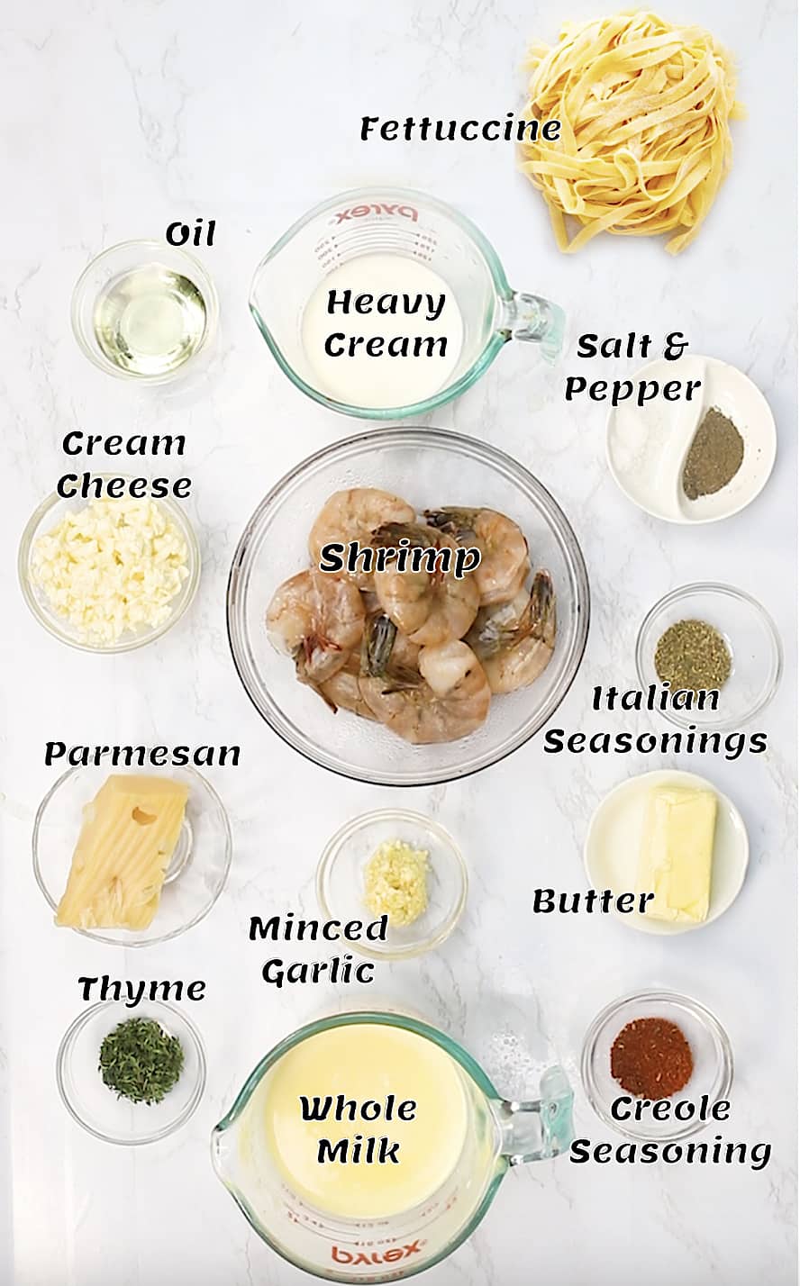 Recipe ingredients for seafood fettuccine