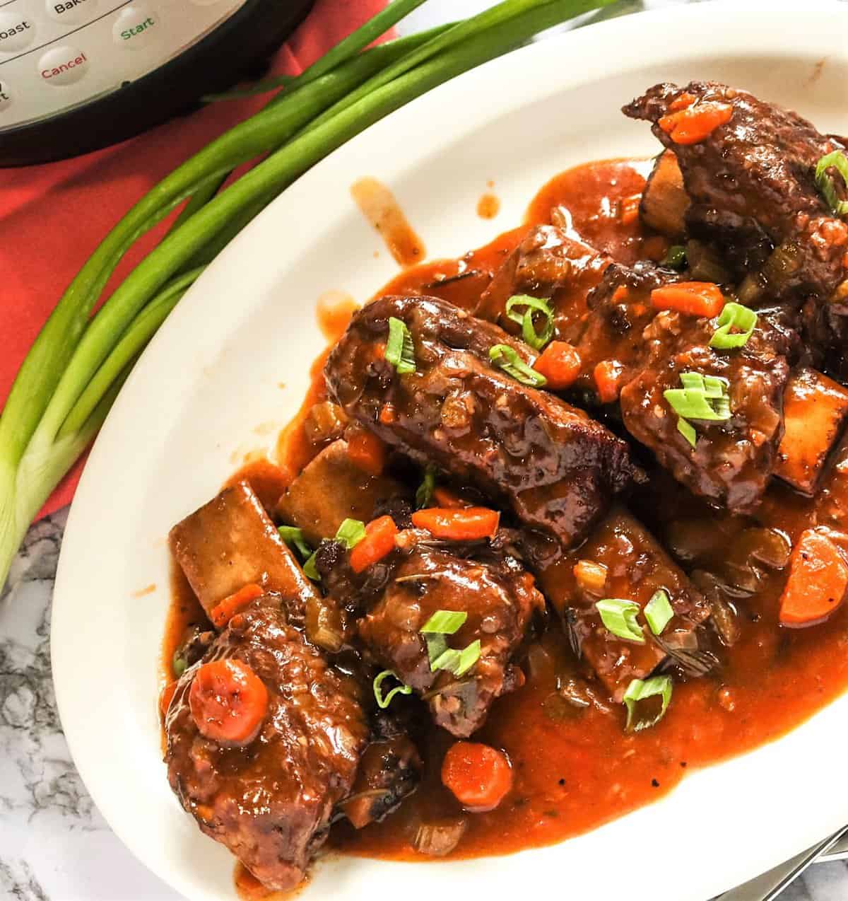 Serving up steaming hot Instant Pot Short Ribs