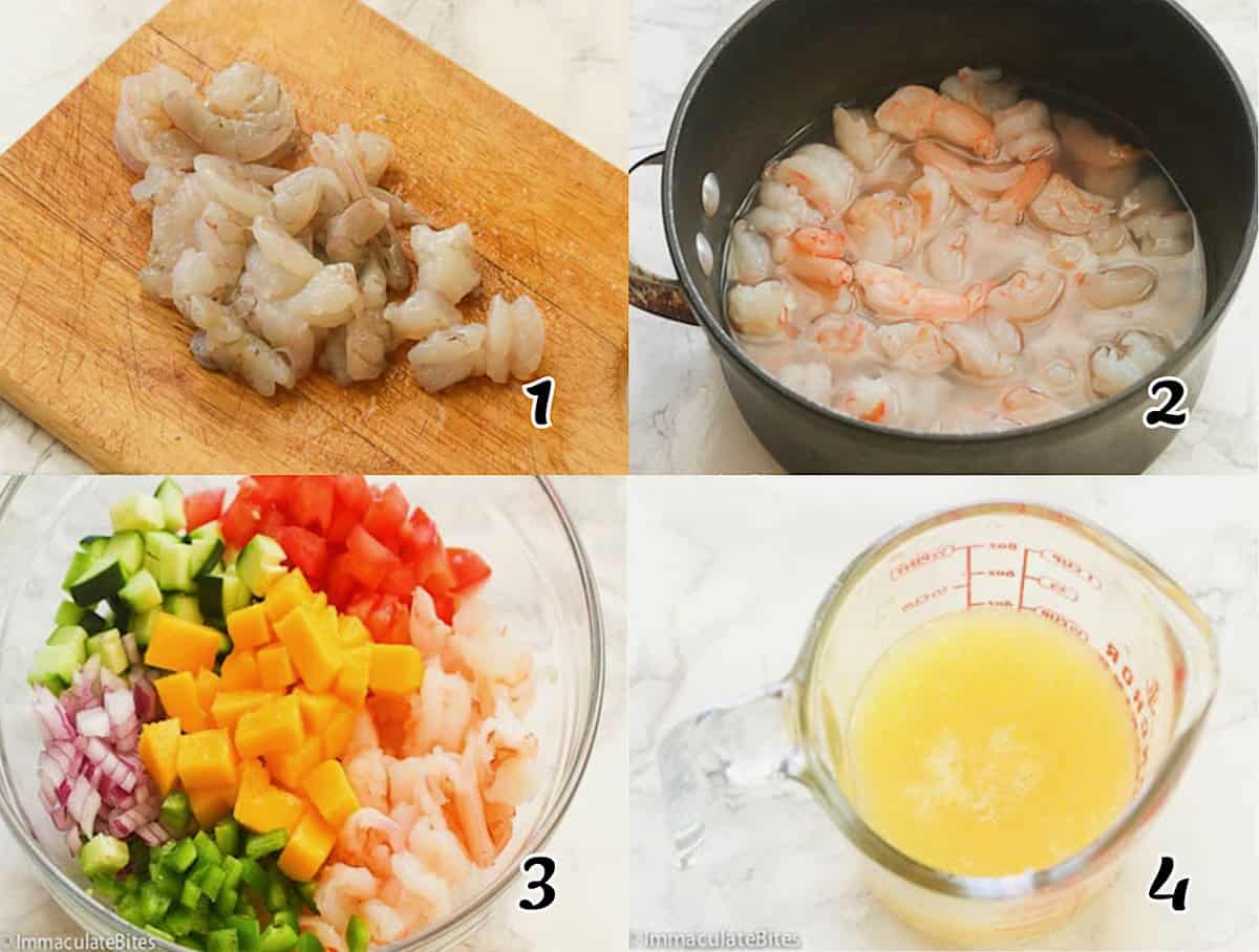 Prep the seafood, make the salad, and add the citrus juice to marinate