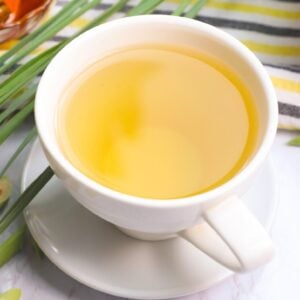 Enjoying a hot cup of lemongrass tea
