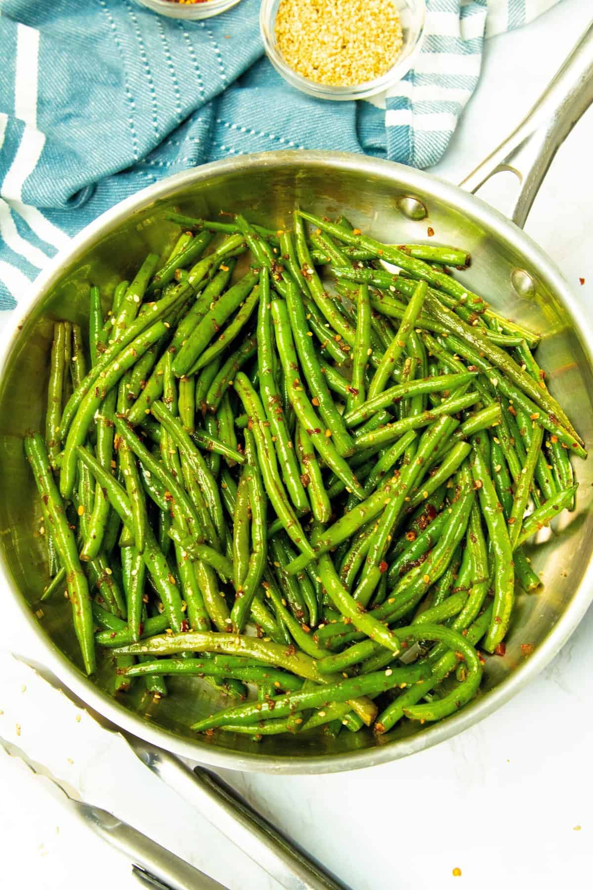 Spicy Green Beans fresh from the stove and ready to serve