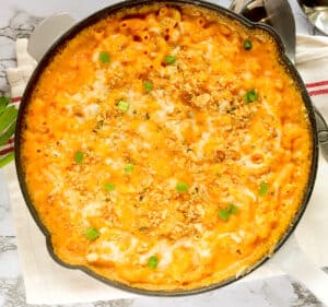 Buffalo Chicken Mac and Cheese fresh from the oven and ready to serve