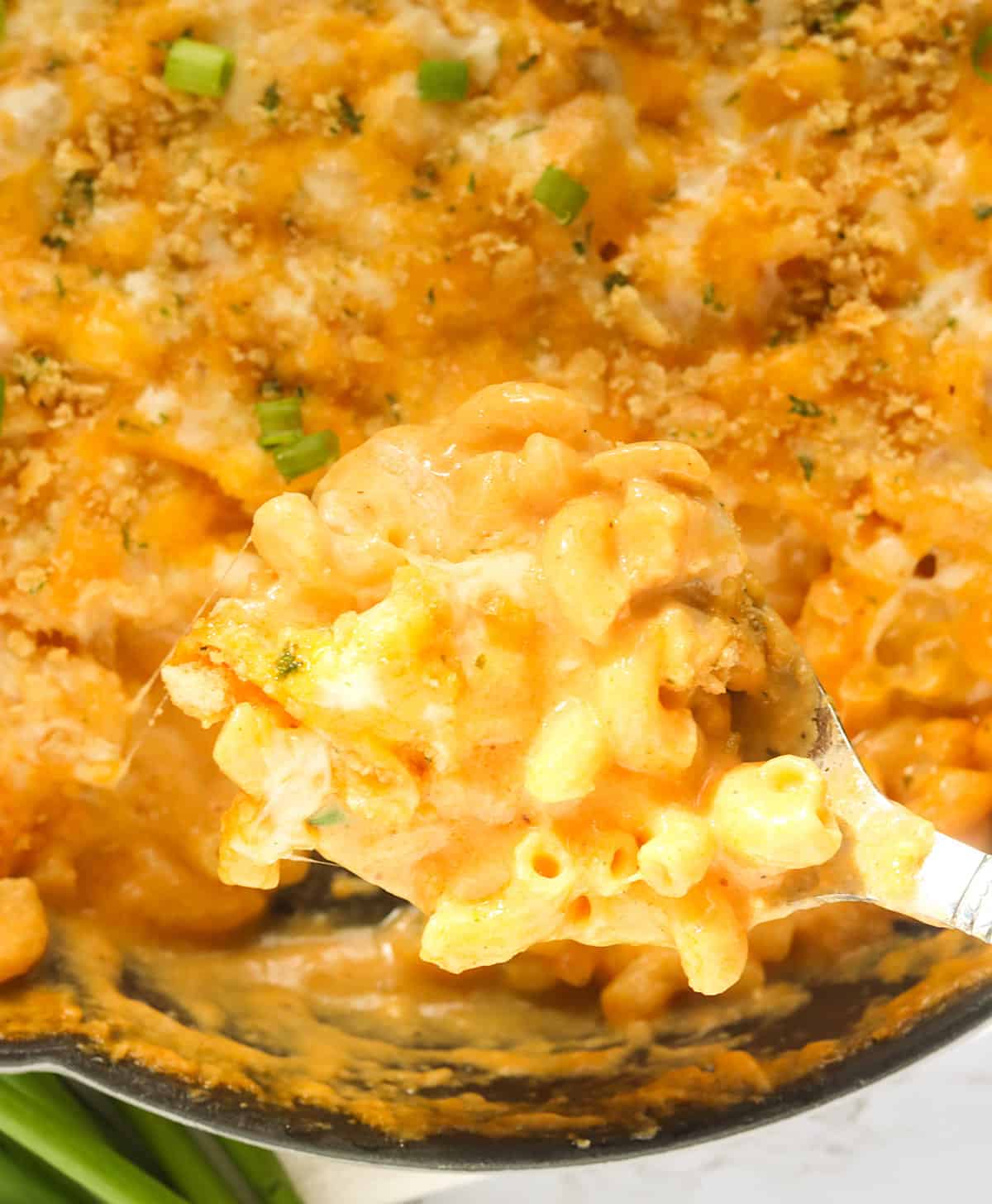 Serving up creamy, cheesy Buffalo Chicken Mac and Cheese