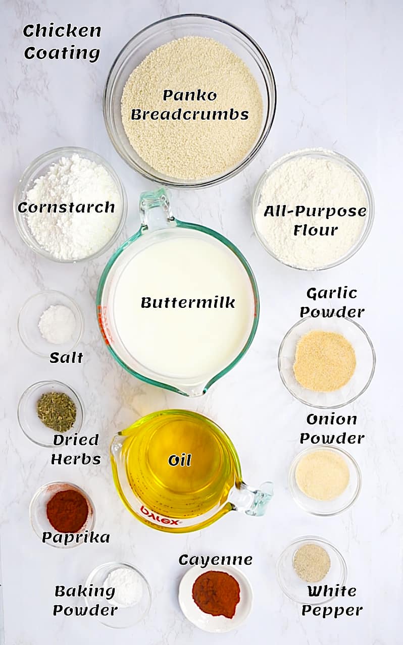 Recipe ingredients for the breading