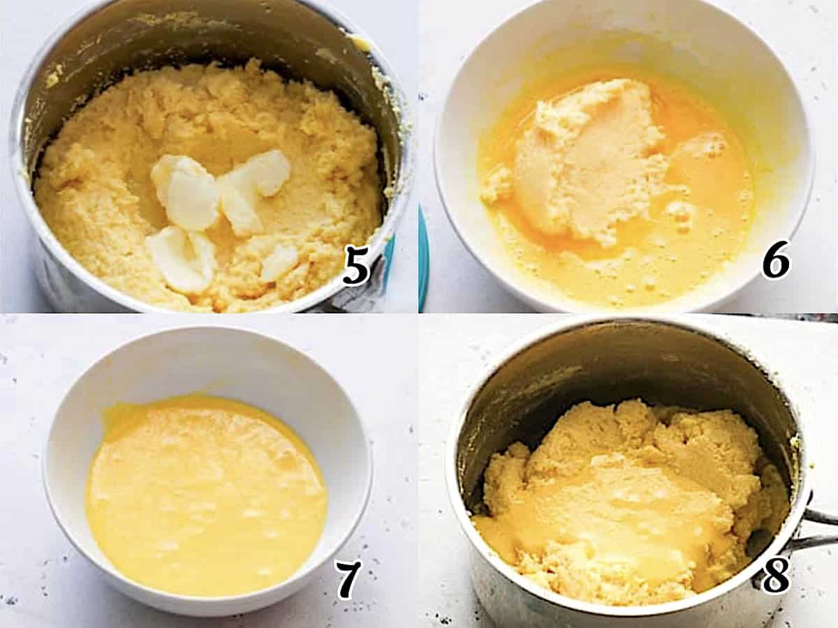Add the butter and egg yolks, and stir well.