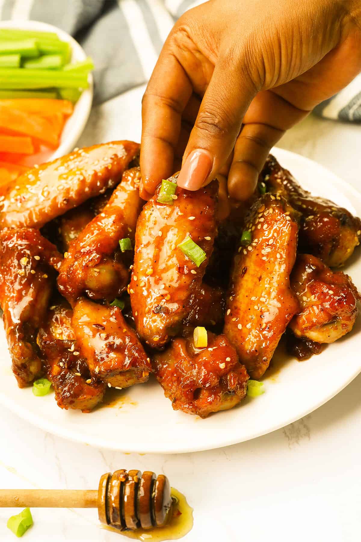 Enjoy honey hot wings