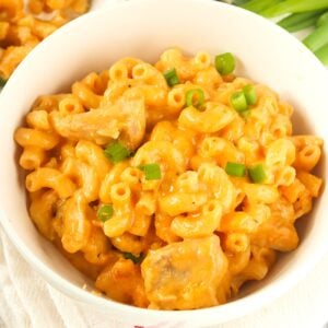 Serving up a bowl of steaming Buffalo Chicken Mac and Cheese