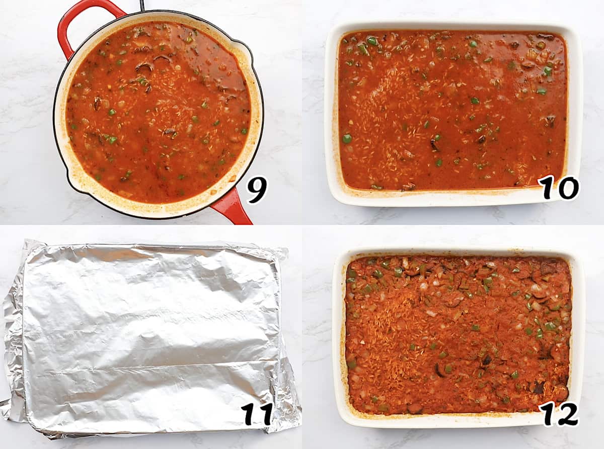 Transfer your Charleston Red Rice to a baking pan and bake until the rice is tender