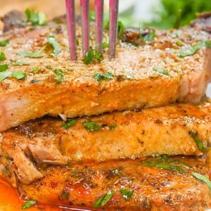 Digging your fork into savory 4-Ingredient Oven-Baked Pork Chops