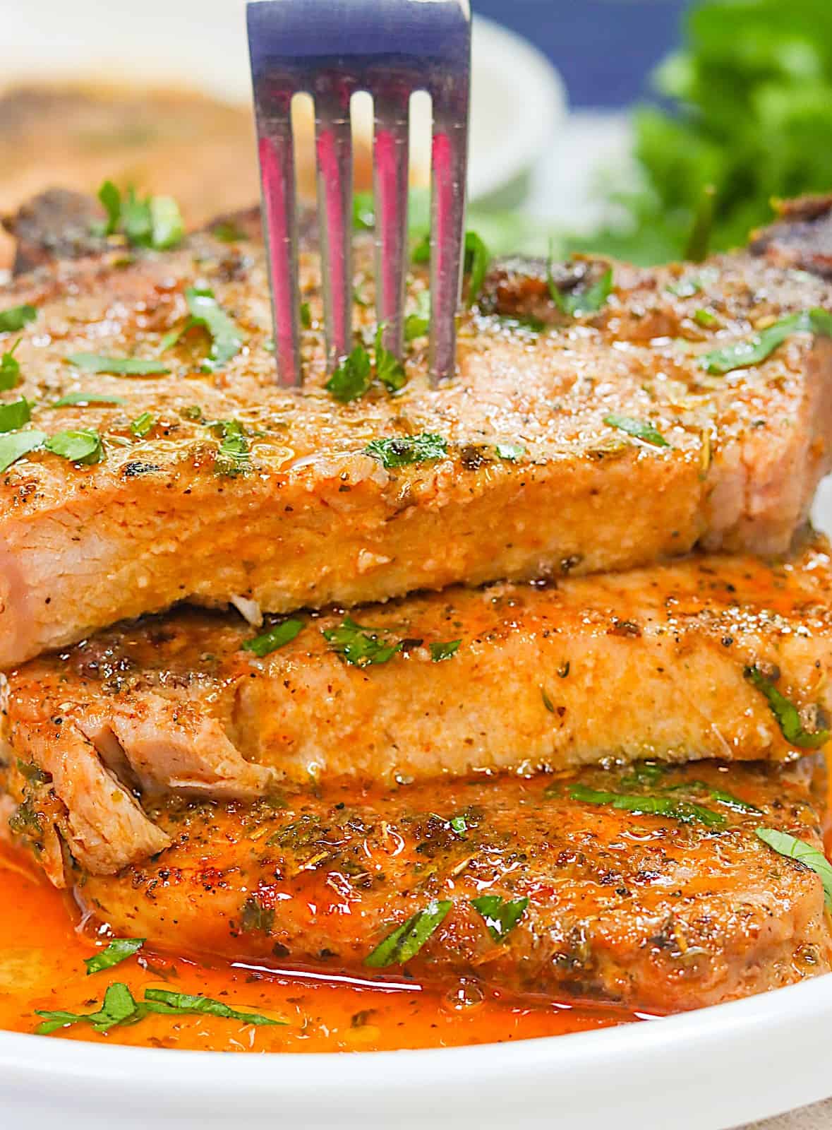 Digging your fork into savory 4-Ingredient Oven-Baked Pork Chops