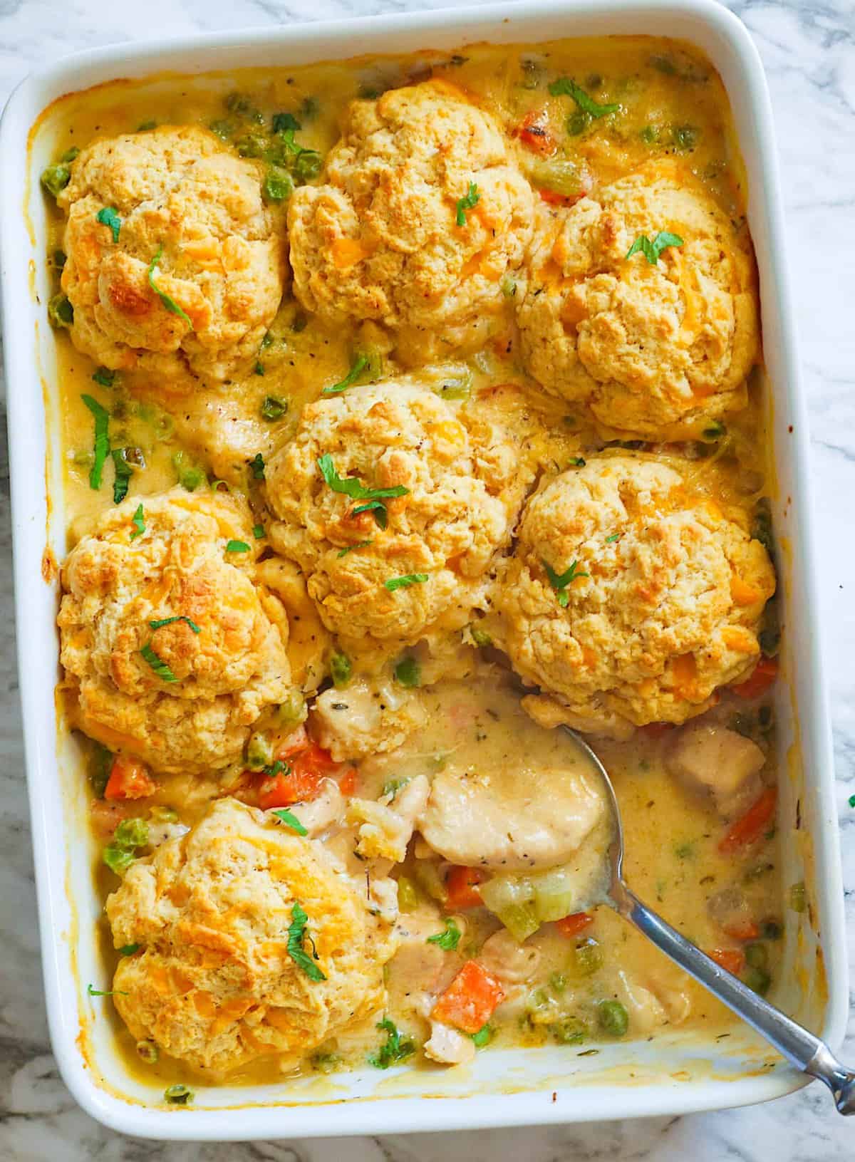 Serving up Creamy Chicken and Biscuits fresh from the oven for pure comfort food