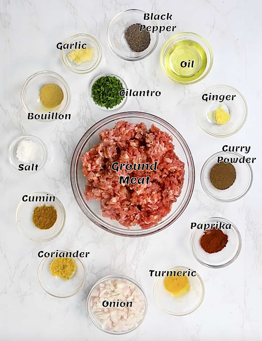 Ingredients for making sambusa filling