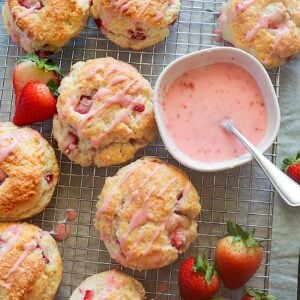 Insanely good Strawberry Biscuits glazed and ready to enjoy