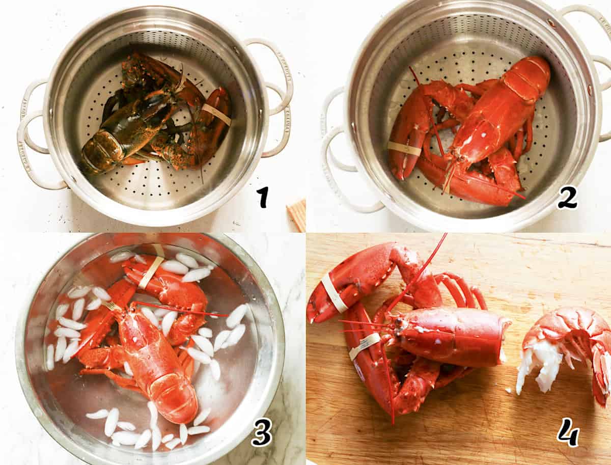 Steam the lobster, then chill and remove the meat