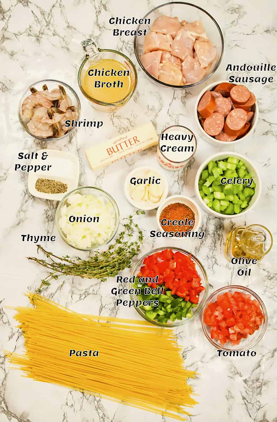 Cajun Pastalaya ingredients