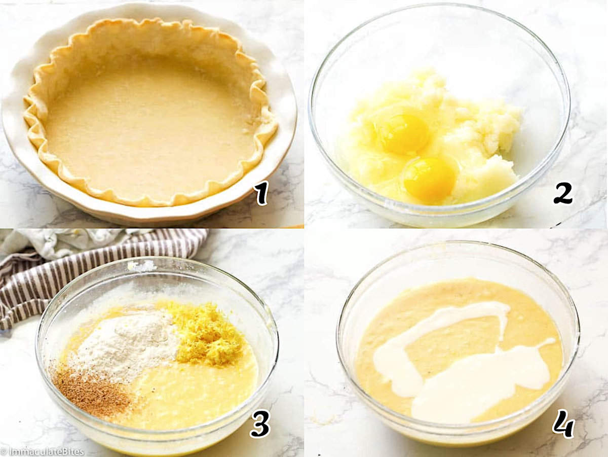 Prep the crust and mix the filling ingredients