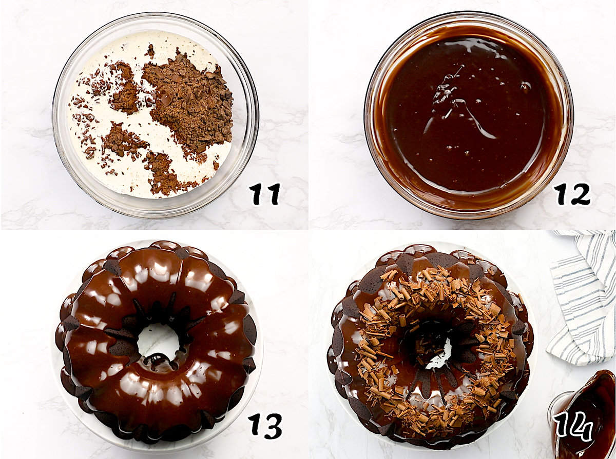 Mix the cream and chocolate for the ganache and decorate