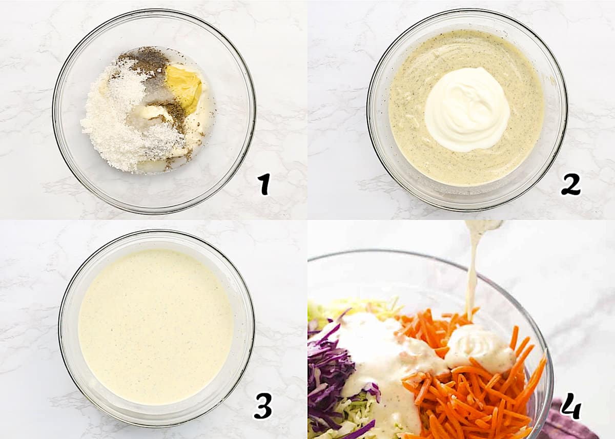 Mix all the ingredients and dress your cabbage slaw