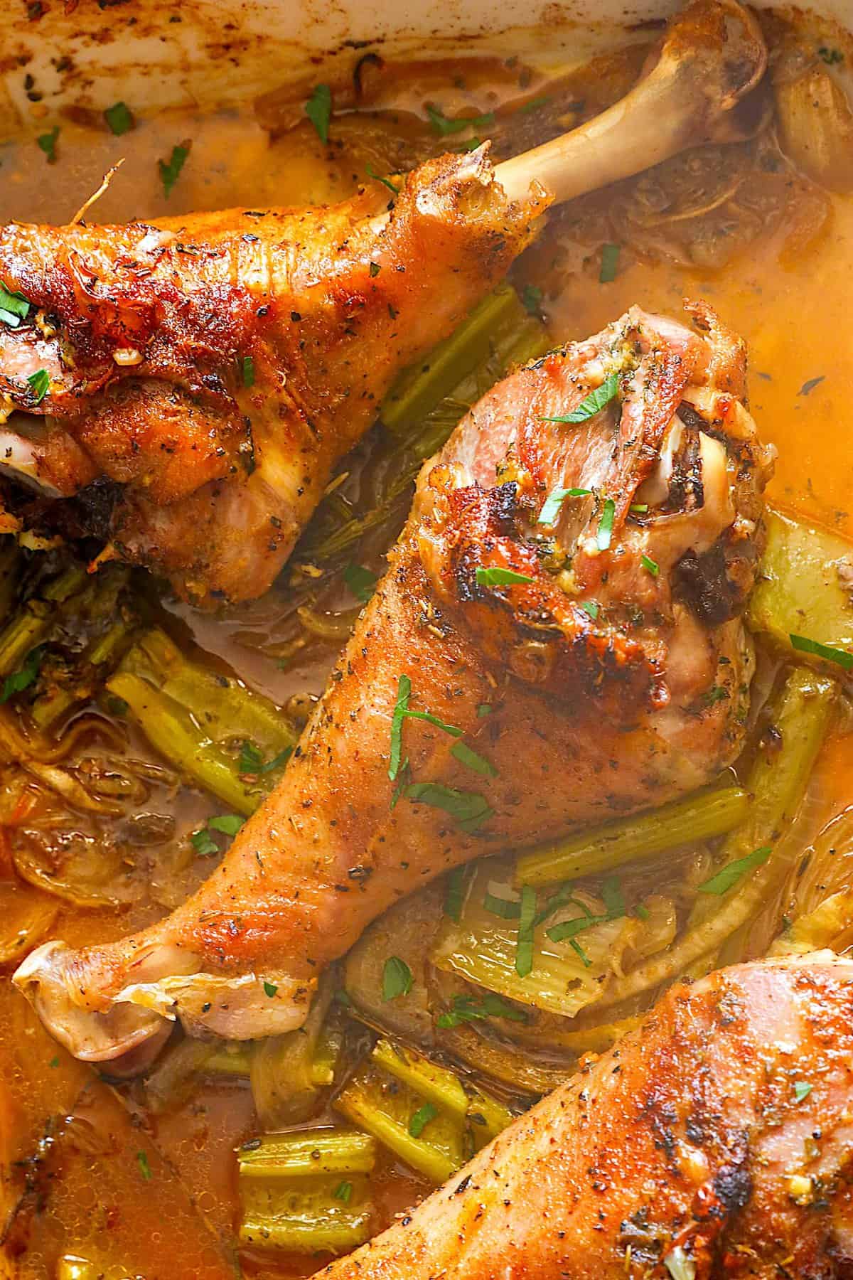 Crispy skin and tender Roast Turkey Legs for a happy family