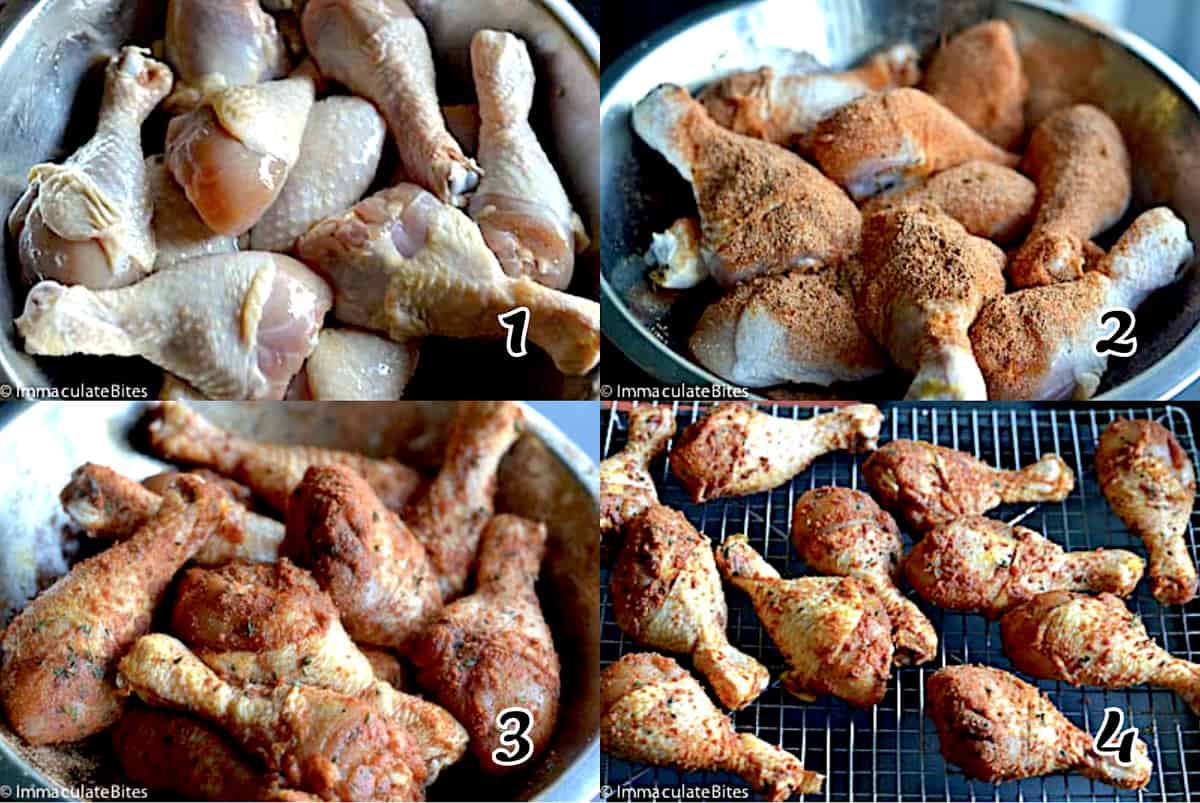 Wash and dry the poultry, season it, and bake